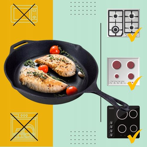 PATELNIA ŻELIWNA DUŻA 31cm INDUKCJA OGNISKO GRILL GAZ TALERZ ŻELIWNY na Arena.pl