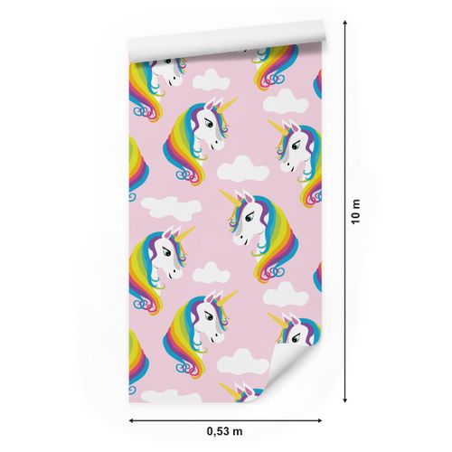 Tapeta dla dziewczynki kolorowe jednorożce chmury na Arena.pl
