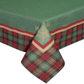 Serweta gobelinowa świąteczna kratka śnieżynki STAR 90X90 zielona