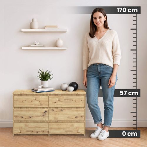 Komoda do salonu CL 100 cm 6 szuflad mała - dąb artisan na Arena.pl