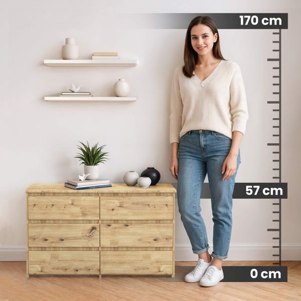 Komoda do salonu CL 100 cm 6 szuflad mała - dąb artisan zdjęcie 2