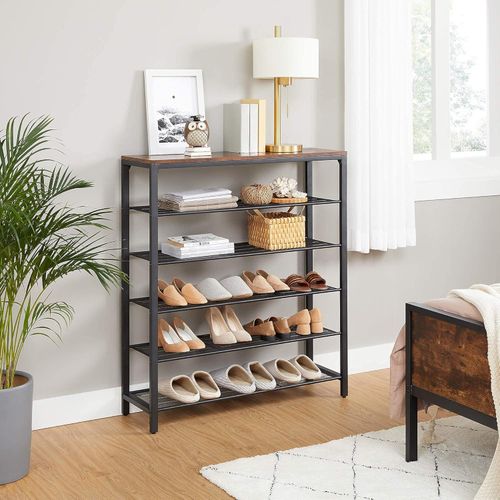 Regał do przedpokoju na buty loft z półką brązowy 5 poziomów na Arena.pl