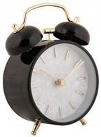 BUDZIK METALOWY CZARNY RETRO Ø 8 cm ZEGAREK OKRĄGŁY STOŁOWY ZEGAR