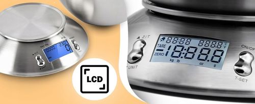 DOKŁADNA WAGA KUCHENNA Z TERMOMETR ELEKTRONICZNA Z MISKĄ 1G-5KG INOX na Arena.pl