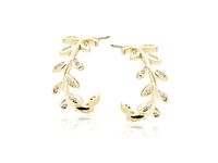 POZŁACANE SREBRNE KOLCZYKI OTWARTE KÓŁKA LISTKI