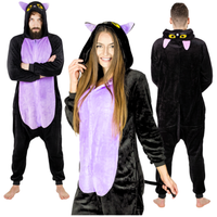 Piżama męska damska kigurumi ciepła miła zamek NIETOPERZ czarna M