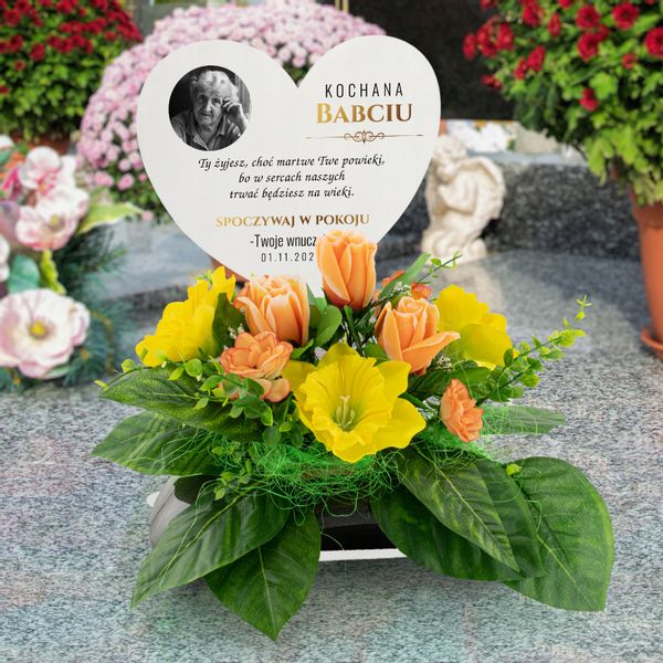 Stroik wiosenny na GRÓB + PODSTAWKA z DEDYKACJĄ zdjęcie 2