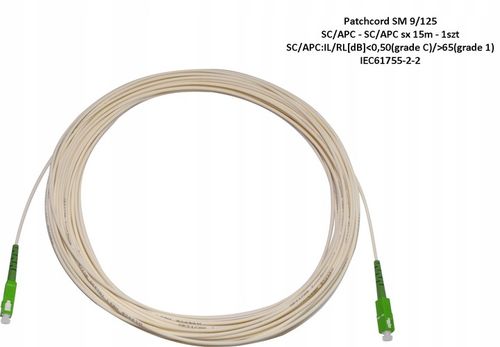 Patchcord światłowodowy kabel SC/APC-SC/APC sx 15m na Arena.pl