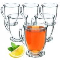 SZKLANKI DO HERBATY KAWY 460ml KUBKI Z UCHEM ZESTAW SZKLANEK 6 szt