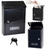 Skrzynka Pocztowa Na Listy Stal Ocynkowana Czarna 32x21,5x8,5cm