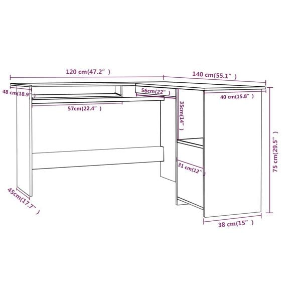 Emaga Biurko narożne, dąb sonoma, 120x140x75 cm zdjęcie 6