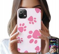 ETUI DO XIAOMI MI 11 LITE - RÓŻOWE PSIE ŁAPKI, PLECKI, OBUDOWA CASE