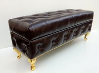 Pufa Ławka Angielska Złote Nogi Otwierana