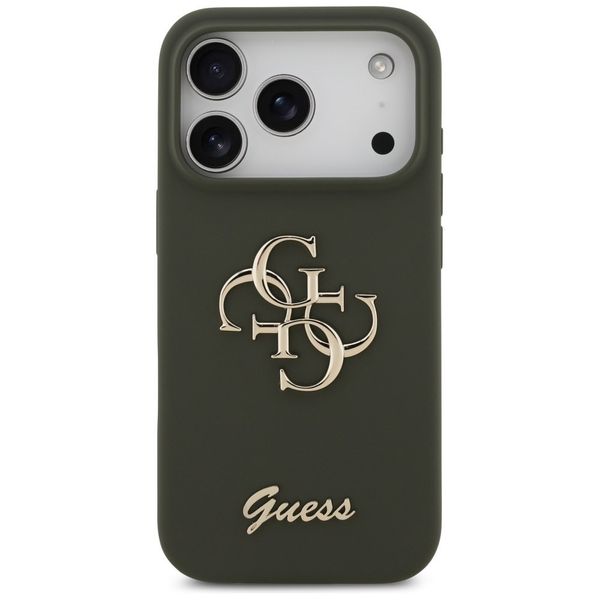 Etui Guess Silicone Big 4G Script do iPhone 17 Pro Max khaki zdjęcie 3