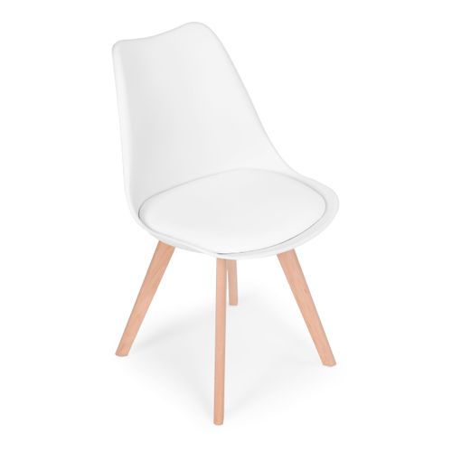 Zestaw 4 krzeseł krzesło do salonu jadalni z poduszką białe ModernHome na Arena.pl