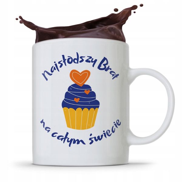 Kubek Prezent Dla Brata Braciszka Najsłodszy Brat Z Nadrukiem Ze Zdjęciem zdjęcie 1