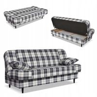 Kanapa sofa Sally rozkładana f spania Family meble krata granatowo - biała