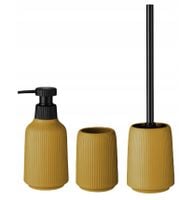 Zestaw łazienkowy 3-el. OSBORN ceramika prążkowany wzór żółty musztardowy