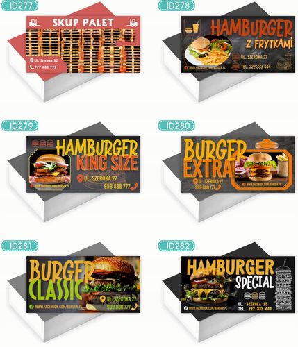 Wizytówki firmowe 200 szt RÓŻNE WZORY do wyboru BURGER CLASSIC na Arena.pl