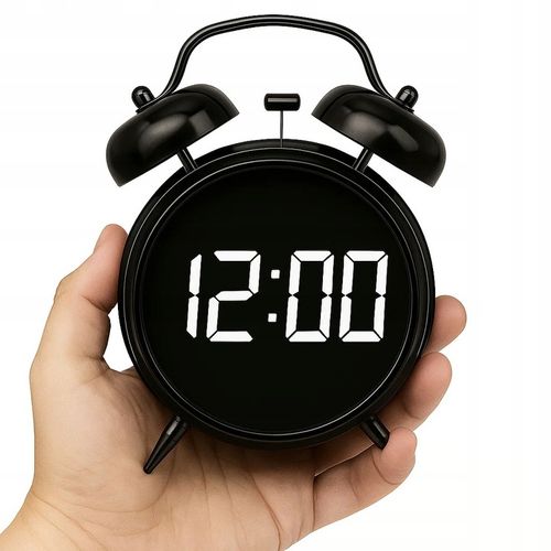 Zegar Budzik Alarm LED Cyfrowy Klasyczny Czarny Retro Tryb Nocny na Arena.pl