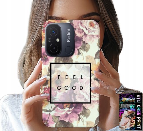 ETUI DO XIAOMI REDMI 12C - KWIATISTY WZÓR, MODNE DAMSKIE + SZKŁO na Arena.pl