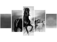 80CM 150CM OBRAZ 5 ELEM CZARNY KOŃ ŚCIENNY