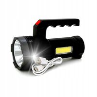 LATARKA RECZNA AKUMULATOROWA USB I SŁONECZNY 1 LED +COB 300 LM