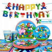 Talerze Kubki Obrus Zastawa Mario, Zestaw Urodzinowy Imprezowy Mario