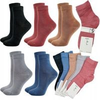 5 Par Skarpety Damskie Bambusowe Stopki Bezuciskowe Kolorowe Premium 35-38
