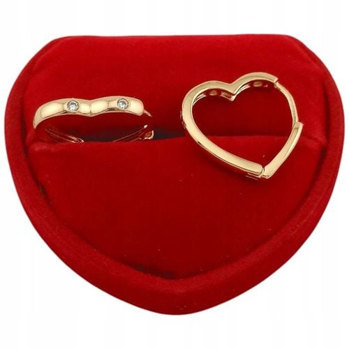 ZŁOTE KOLCZYKI SERDUSZKO Z CYRKONIAMI DLA KOBIETY WYJĄTKOWE POZŁACANE 18K na Arena.pl