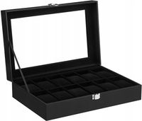 Pudełko Etui Organizer Szkatułka Na Zegarki Ze Szklaną Pokrywką Na 12 Szt.