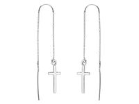 DELIKATNE WISZĄCE PRZEWLEKANE SREBRNE KOLCZYKI KRZYŻYK KRZYŻ