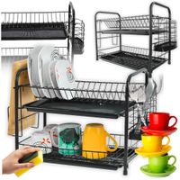 Ociekacz do naczyń MORE&DECO dwupoziomowy czarny metalowy