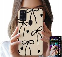 ETUI DO SAMSUNG GALAXY A21s - BEŻOWE KOKARDKI WSTĄŻKA MODNE WZORY