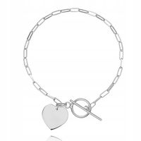 BRANSOLETA SREBRNA Z OZDOBNYM ZAPIĘCIEM SERCE