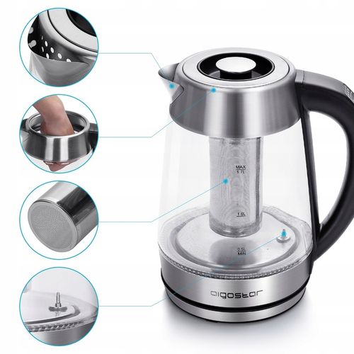 Czajnik Elektryczny Szklany z Regulacja Temperatury 1,7L 2200 W na Arena.pl