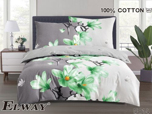 Pościel ELWAY satyna bawełniana 140x200cm  Zielona Magnolia na Arena.pl
