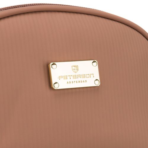 kosmetyczka z materiału syntetycznego w beżowym kolorze, jednokomorowa na Arena.pl