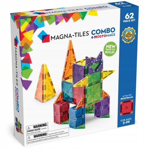 MAGNA-TILES Klocki Magnetyczne Konstrukcyjne COMBO microMAGS 62 elementy na Arena.pl