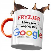 Kubek Pomarańczowy Dla Fryzjera Który Wie Więcej Z Nadrukiem Ze Zdjęciem