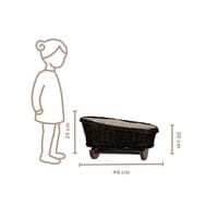 BUJANE ŁÓŻECZKO KOŁYSKA Z WIKLINY DLA LALEK Z POŚCIELĄ 46X28 H 20/25 CM