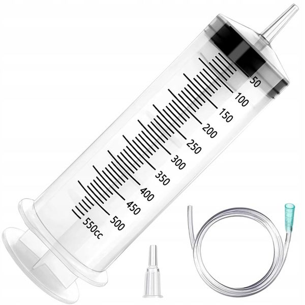 DUŻA STRZYKAWKA CEWNIKOWA 500ML + WĄŻ 1M + ADAPTER zdjęcie 1