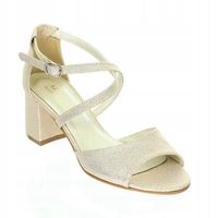 Złote sandały damskie z paskami na krzyż Martina od Azali ROZ. 40