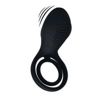 Vibrating Cock And Ball Ring With Winged Stimulator - Black
