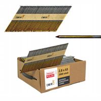 Gwoździe do gwoździarki łączone papierem 2,8x63mm 34° 2000szt Pierścieniowe