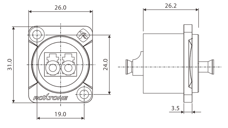 Gniazdo światłowodowe LC Duplex Roxtone RALC2D 2852 zdjęcie 2