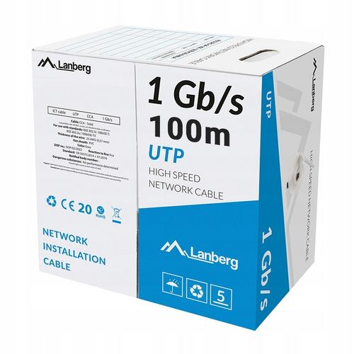 KABEL PRZEWÓD SIECIOWY LAN SKRĘTKA RJ45 UTP KAT.6 CAT.6 100M LANBERG na Arena.pl