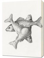 Obraz 50x70cm Trzy Ryby, Jean Bernard Vintage do Salonu