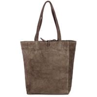 VERA PELLE torebka damska zamszowa shopper z rzemykami na ramię V462 taupe