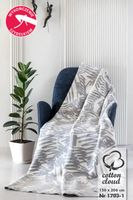 Koc bawełniano-akrylowy 150x200 szare zygzaki